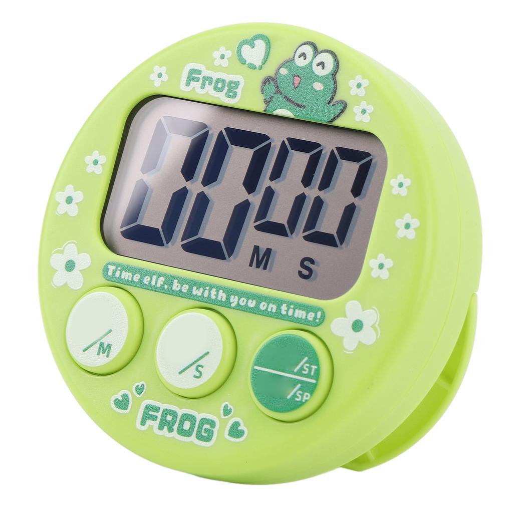 Digitální kuchyňský časovač na vaření pečení magnetický odpočítávání stopky vizuální LCD displej zelený