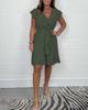 2025 Women's Summer V-Neck Waist-Cinching Ruffle Dress - Solid Color