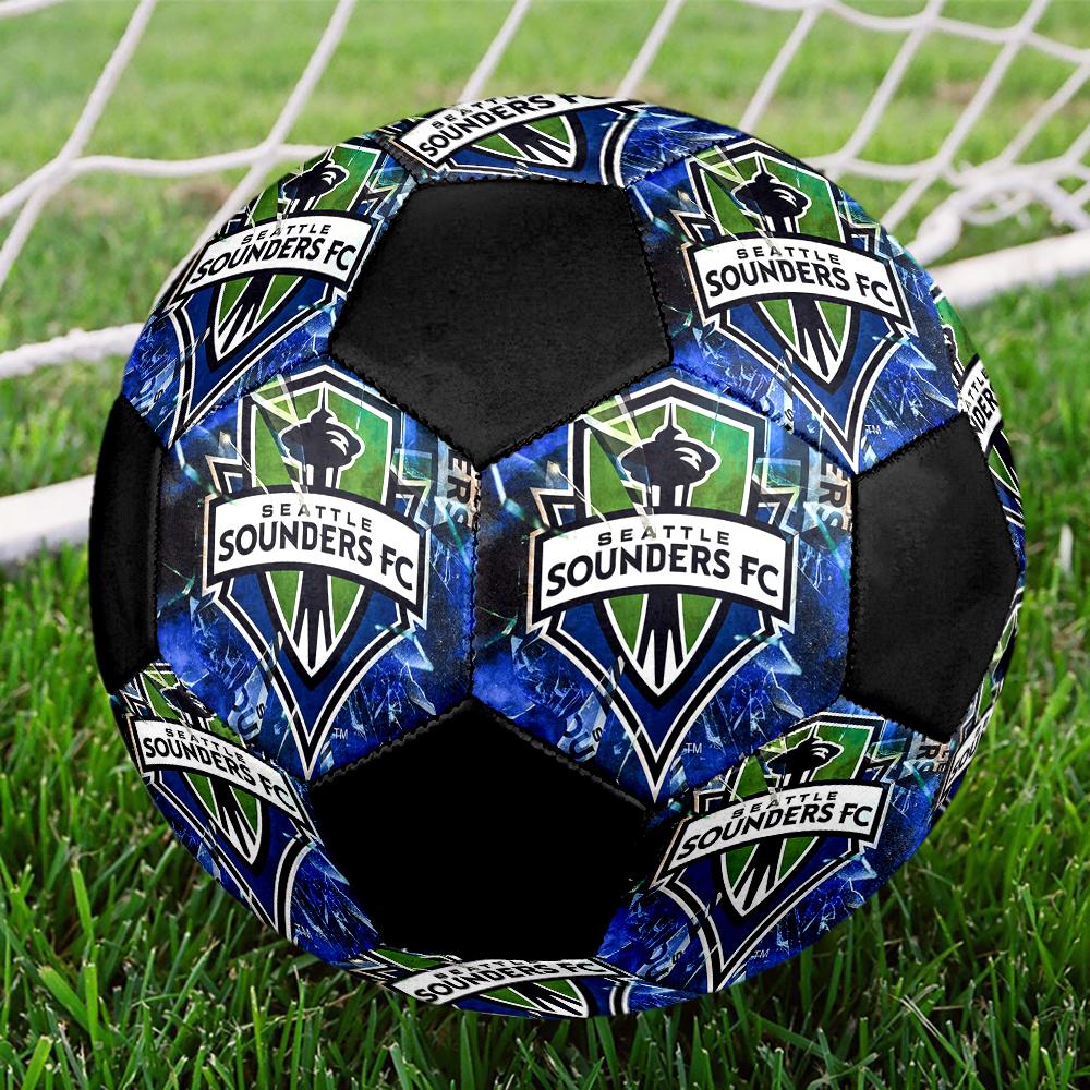 FC Seattle Sounders Soccer Ball, Colorful, Suitable for All Ages, Machine-stitched, PVC Material, Competition Grade, Durable and High Bounce
