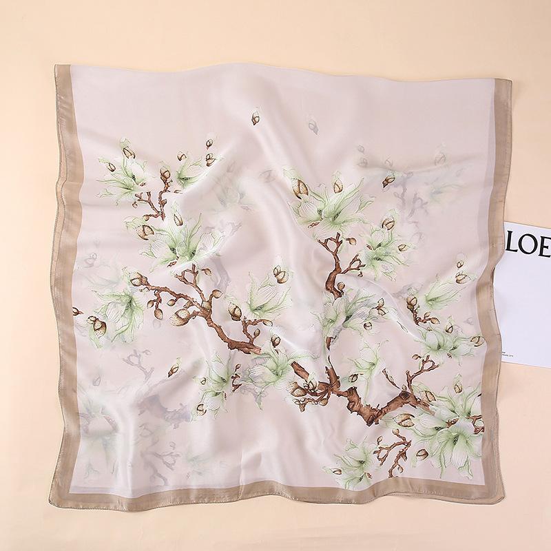 Spring And Summer Satin Long Scarf For Women Sunscreen Shawl Fashionable Beauty Scene Satin Long Scarf Versatile Travel Scarf