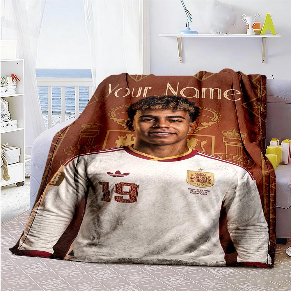 Lamin Yamal Personalized Text Blanket Lightweight Customizable Blanket Ultrasoft For Couch Office Chair Bedding Home Decor Allseason Use