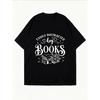 White Oversized T-Shirt Easily Distracted By Books Graphic Print For Casual Reading And Everyday Wear