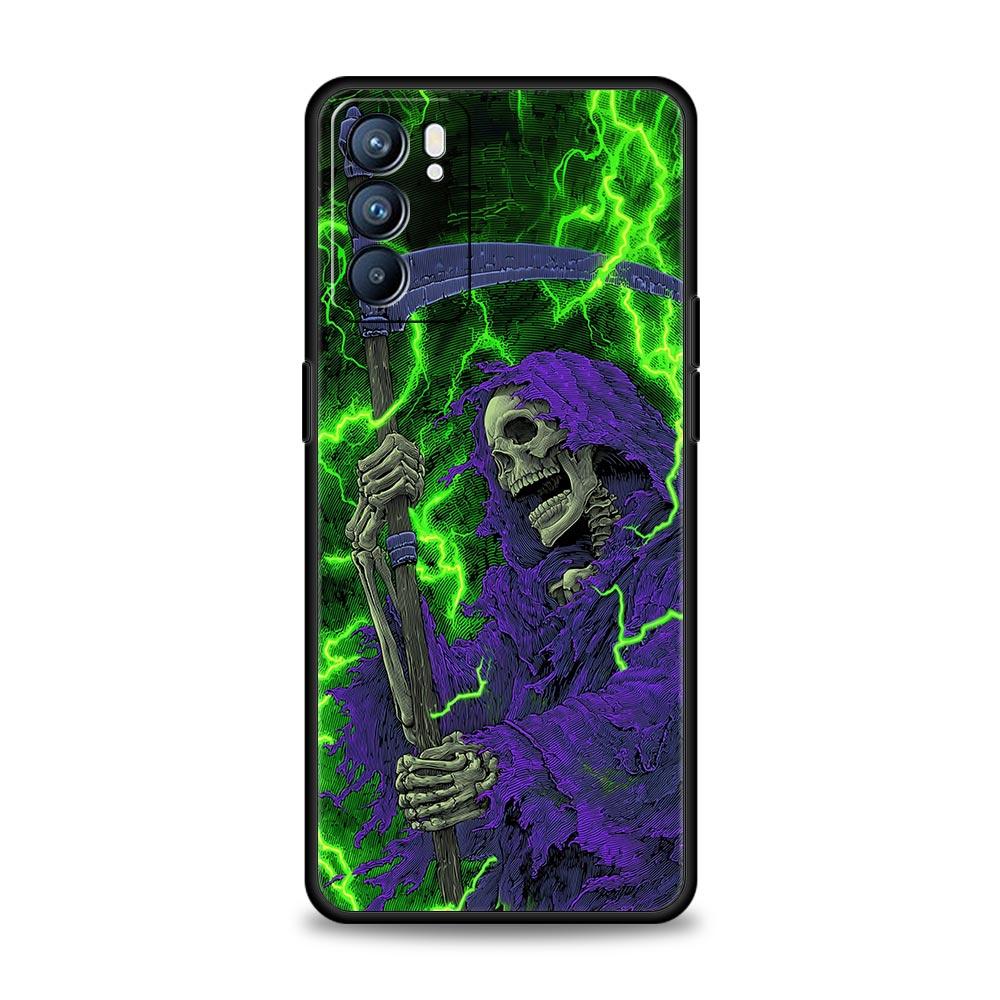Grim Reaper Skull Phone Case For Oppo Reno14 Reno13 Reno12 11 F 10 Find X5 X9 Pro A54 5G A53 A9 A16 A78 4G A80 A98 Cover