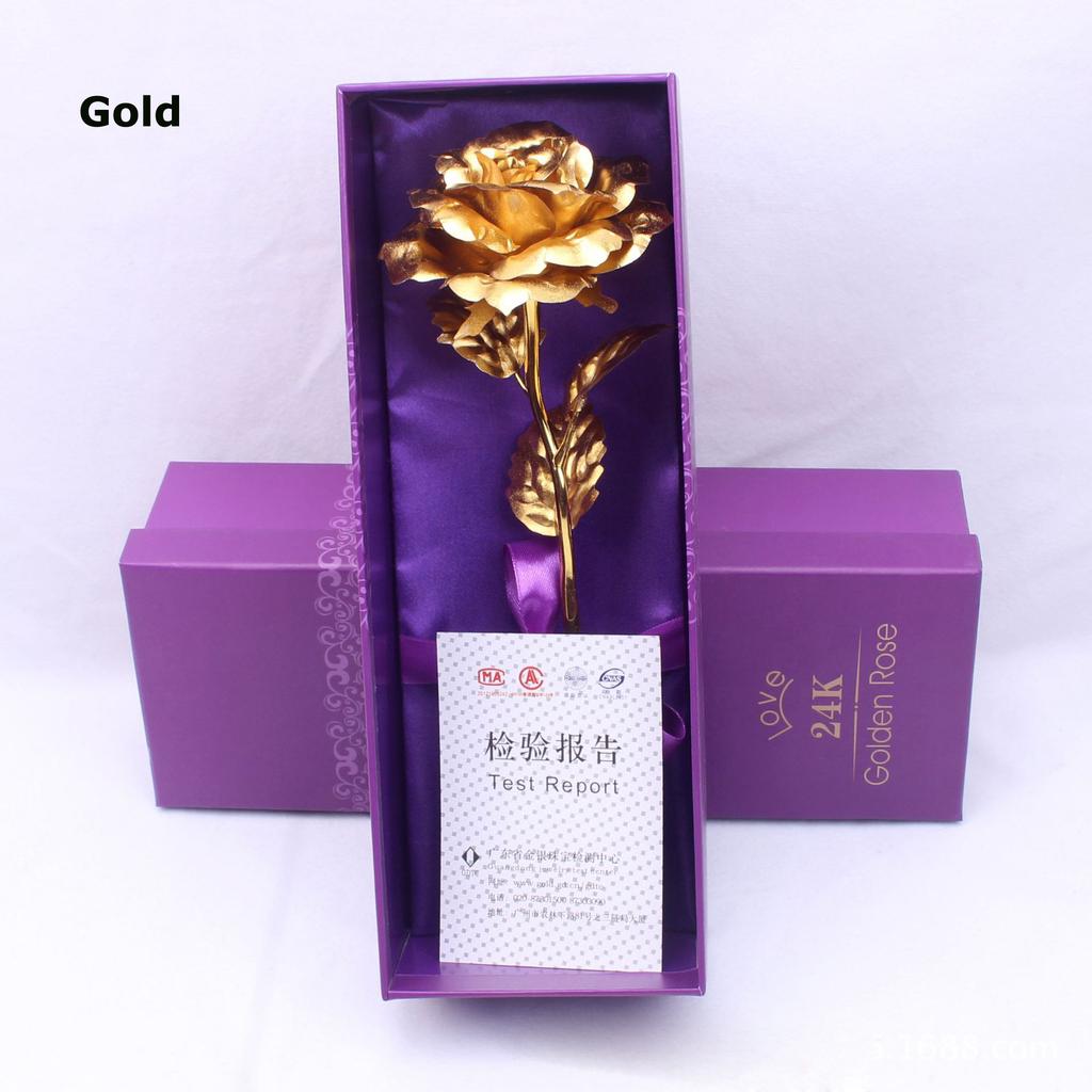 Nova folha de ouro banhada a rosa decoração de casa flor artificial presentes de natal dia dos namorados
