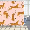 Leopard Fabric Shower Curtain, Tropical Animal Cheetah Shower Curtain For Bathroom, Pink With Hook 180X180Cm