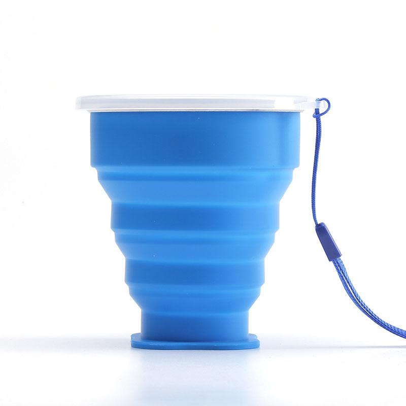 200ml Portable Silicone Folding Water Cup Outdoor Use Heat Resistant Telescopic Collapsible Foldable Mug With Lid For Travel Camping