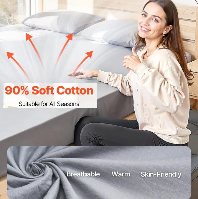 Grounding Sheets King Size Mat - 90% Cotton + 10% Silver Fiber Earthing Sheet | Better Sleep, Natural Energy