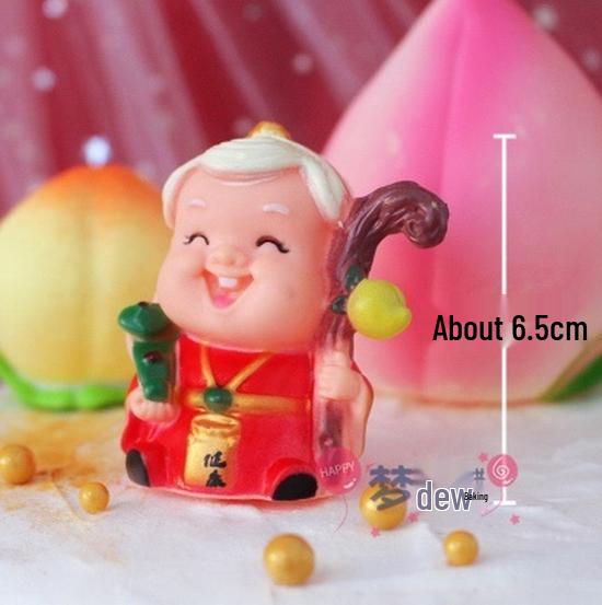 Plum Blossom Branch Longevity God & Goddess Cake Toppers for Birthday Celebration