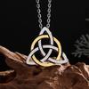 Versatile Celtic Retro Viking Triangle Men's Style Fashionable Star and Moon Fan-shaped Pendant Necklace