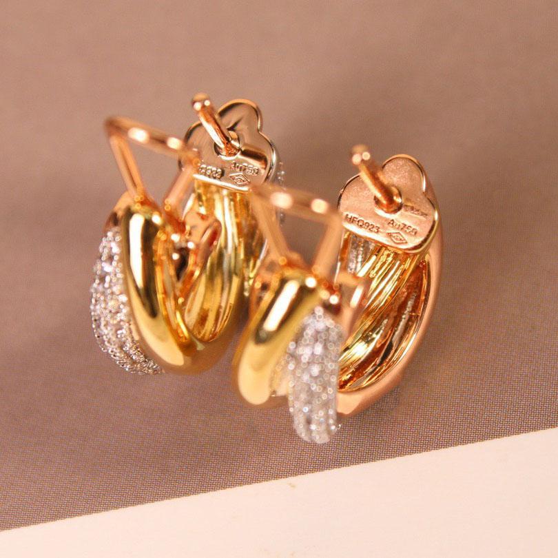 New Hot Brand Vintage Diamond Earring for Women Luxury Jewelry Designer Eardrop Fashion Lady Party Electroplate Stud Earrings