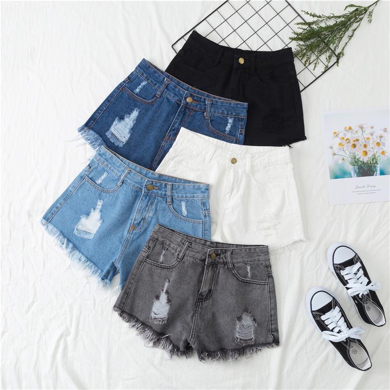 Summer Korean Style High-Waisted Ripped Wide-Leg Denim Shorts for Women - Plus Size, Slimming A-Line Hot Pants
