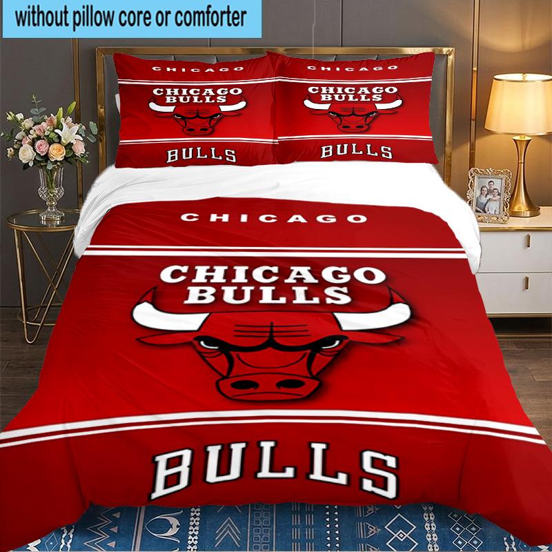 Red Bulls Basketball 3PCS Bedding set,Ideal for 1pc Duvet Cover And 2pcs Pillowcases Perfect for Fan gift,Ideal for Bedroom, Dormitory