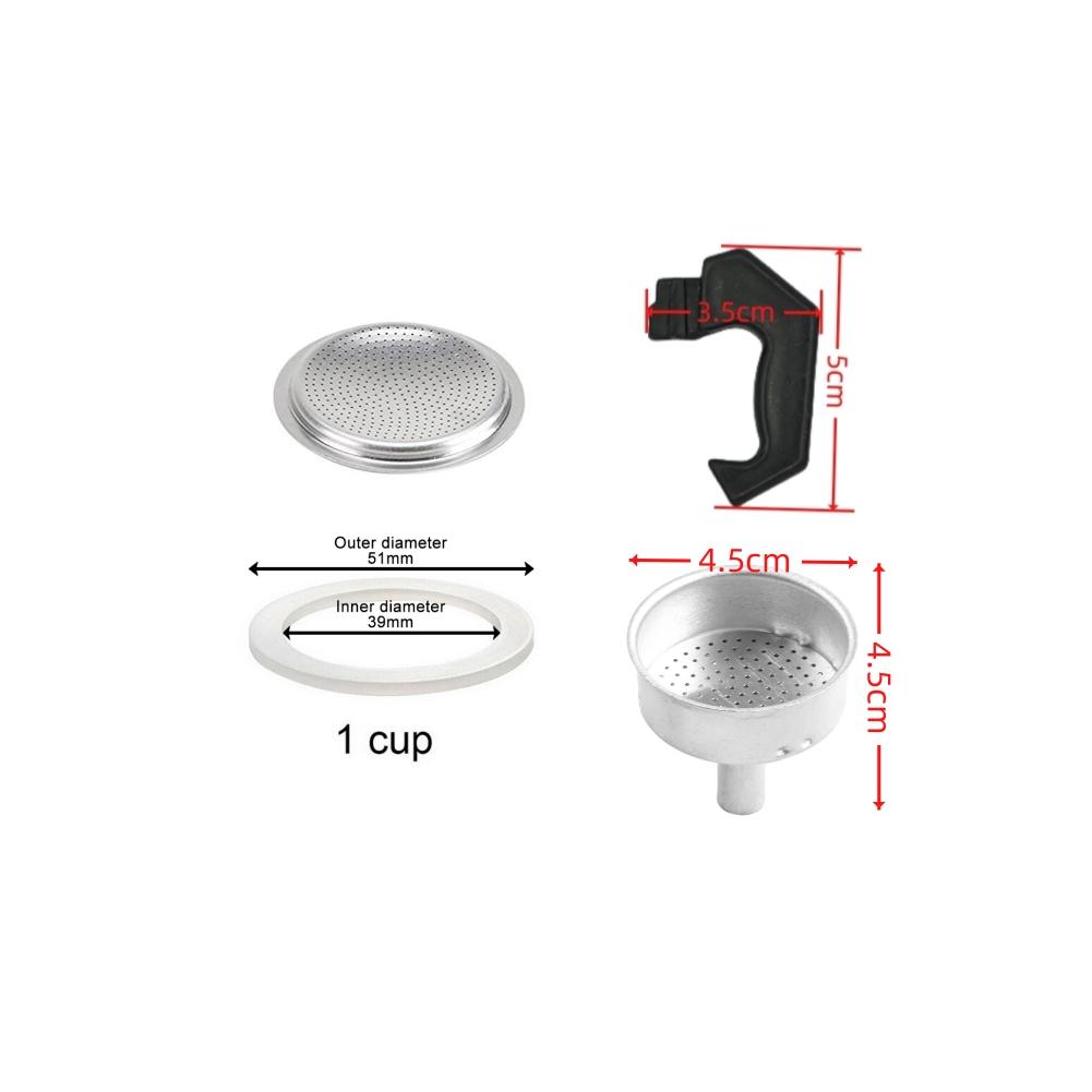 

Espresso Coffee Moka Pot Replacement Parts For 1/3/6/9/12 Cups Moka Pot Handle Gasket Seal Funnel Filter Accessories