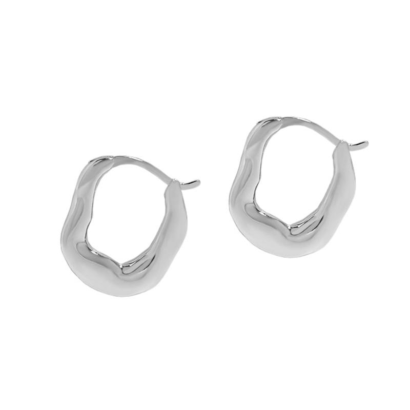 Wuqie Fashion 925 Silver U Shape Irregular Huggie Earrings Small Hoops Geometric Earrings