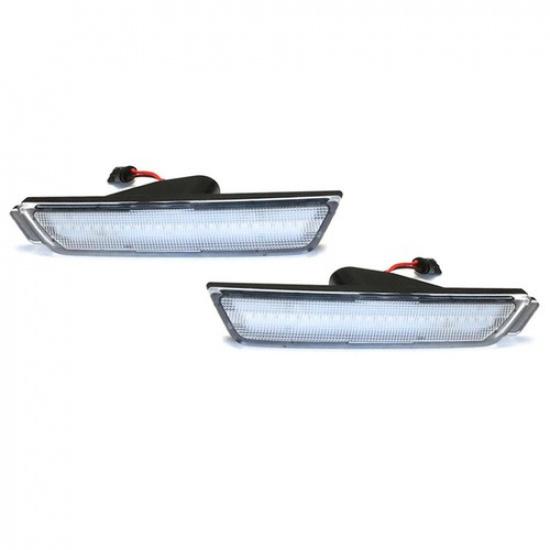 Clear Lens Red LED Rear Side Marker Light For Chevy 2010-15 Camaro Back Bumper