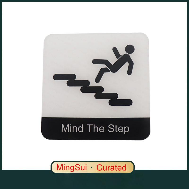 Acrylic Creative Signage Mind The Step Sign Wall Label Sticker Warning Badge for Shopping malls Subway stations Office Schools Residential Corridor