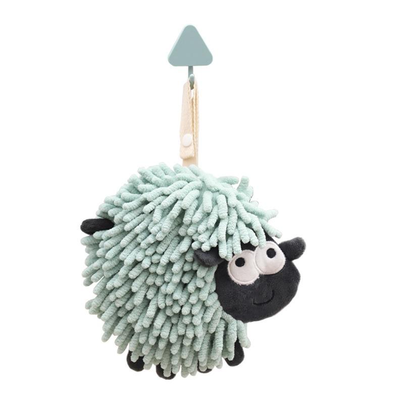 Uroczy Ręcznik Chenilowy z Kreskówkowym Barankiem - Super Chłonny i Szybkoschnący Wiszący Ręcznik Kula do Kuchni i Łazienki