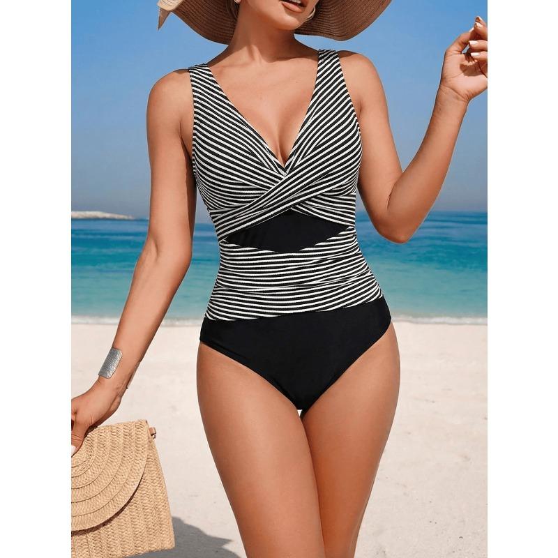 2026 European and American New Bikini Swimsuit Women's Color Matching To Cover The Belly and Show Thinness One-piece Bikini Swimsuit