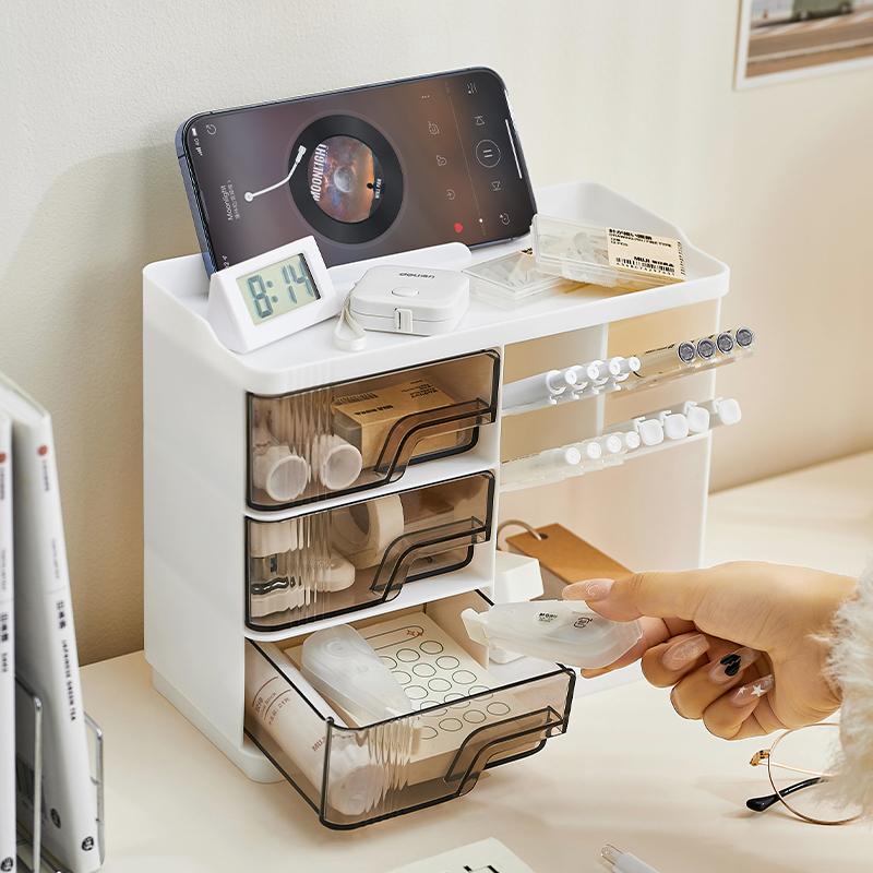 1pc Desktop Stationery Storage Box, Multi-layer Large Space Design, Easy To Organize All Kinds of Stationery