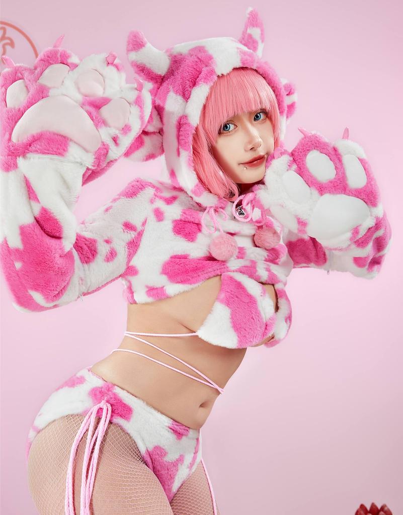 Mobbunny Beautiful Cosplay Long and Dairy Sexy and Cute Outfit Perfect for Transformation and Pink Women's Costume, Anime/Game Costume, Sleeves,