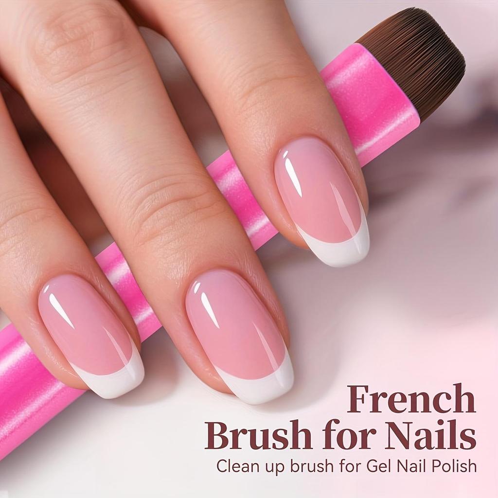 Pincel para Unhas Francesas 3 em 1 com Ponta Multifuncional - Lindo Pincel para Manicure para Unhas de Gel e Acrílico, Removedor de Esmalte, Pincel para Esmalte