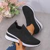 Übergröße Strass Fliege Gewebte Slip-On Keilabsatz Damen Sneaker