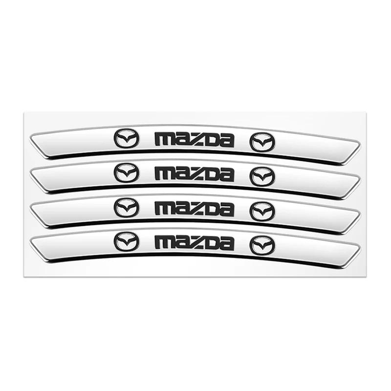 4pcs Aluminum Car Badge Wheel Hub Stickers Auto Rims Decoration Decal For Mazda Speed 3 5 6 BK CX-3 CX-5 CX7 CX-7 Demio Axela MS FF4