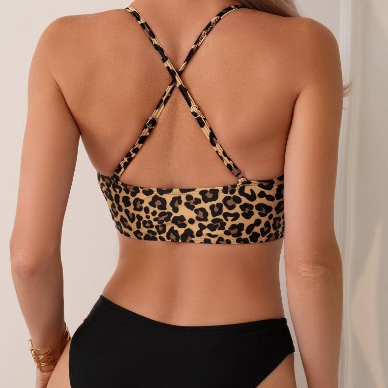 Women's New Leopard Print Sexy Bikini Two Piece Swimsuit