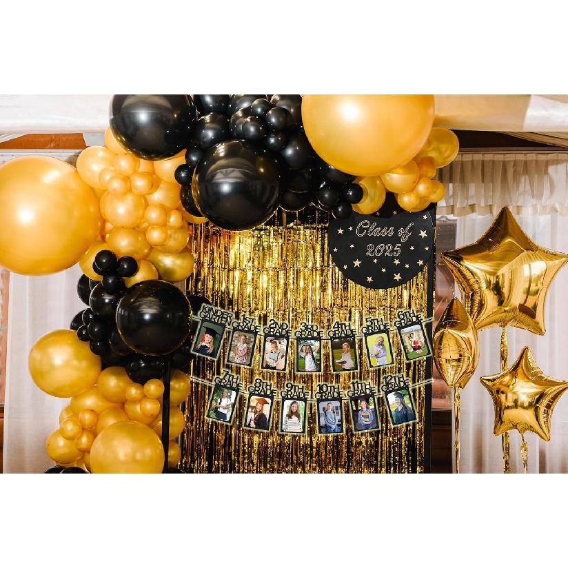 PartyHooman Graduation Photo Banner K-12, Kindergarten to 12th Grade for Middle/Junior, High/Senior Graduation Decorations 2025 | Class of 2025 Party