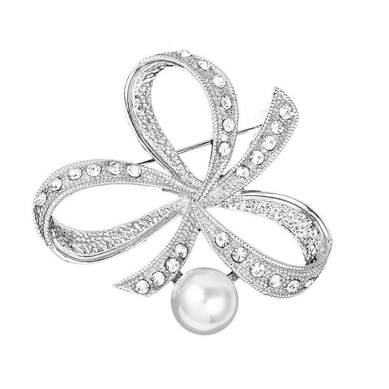 Vintage Pearl Bow Brooches For Women Fashion Baroque Style Pins Wedding Corsage Party Accessories Christmas Gift