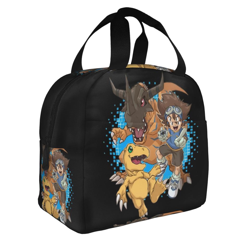 Custom D-Digimons Thermal Insulated Lunch Bags Women Men Cartoon Resuable Lunch Container School Office Outdoor Storage Food Box