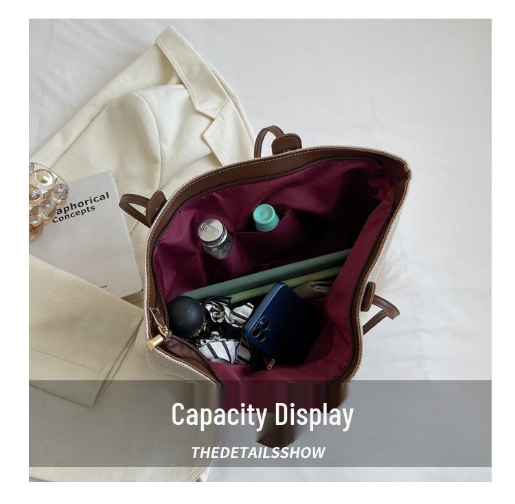 Casual Large-Capacity Women's Canvas Shoulder Tote Bag for Versatile Use