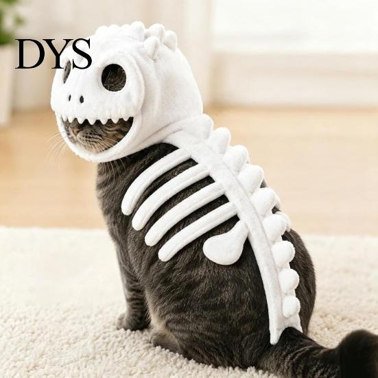 Funny Pet Party Outfit Dinosaur Skeleton Cat Costume, Glow-in-the-dark Outfit, Gift for Lovers Cute Plush Apparel Halloween, Cosplay Lightweight