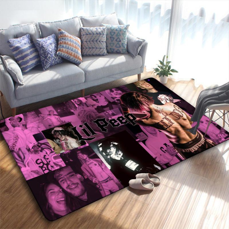 Lil Peep Poster Carpet Rug for Living Room Bedroom Home Sofa Decoration,Kids play Non-slip Floor Mat