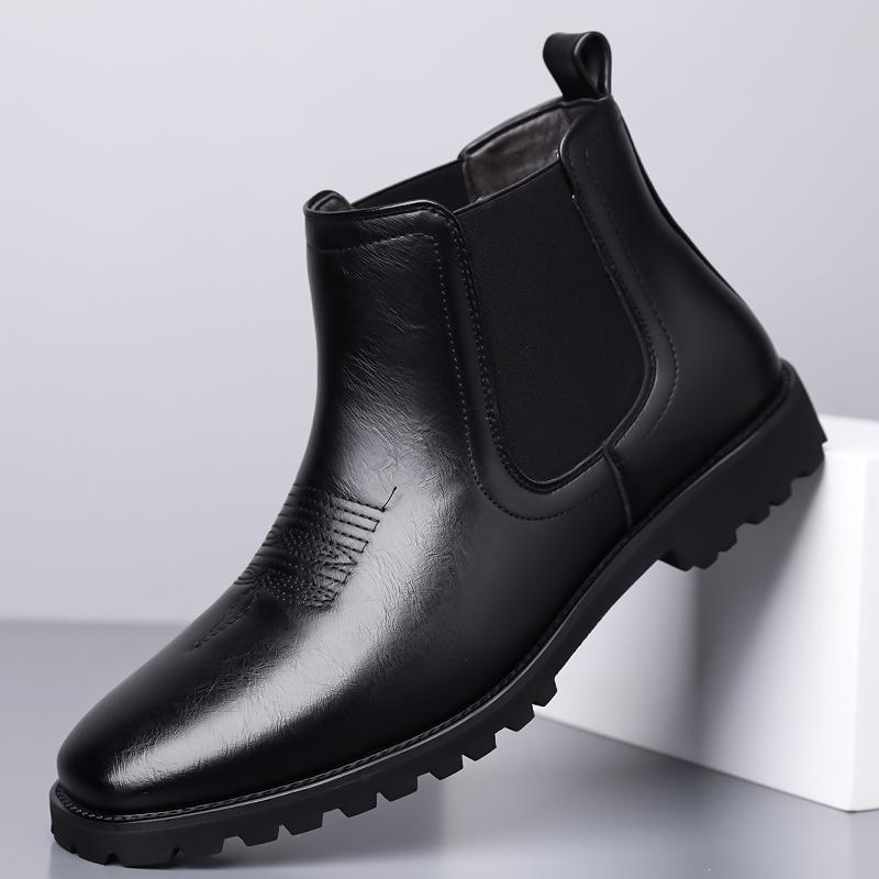 Men’s Chelsea Motorcycle Boots Western Boots Black Brown Short Leather Boots Casual Street Style Cool Ankle Boots Plus Size