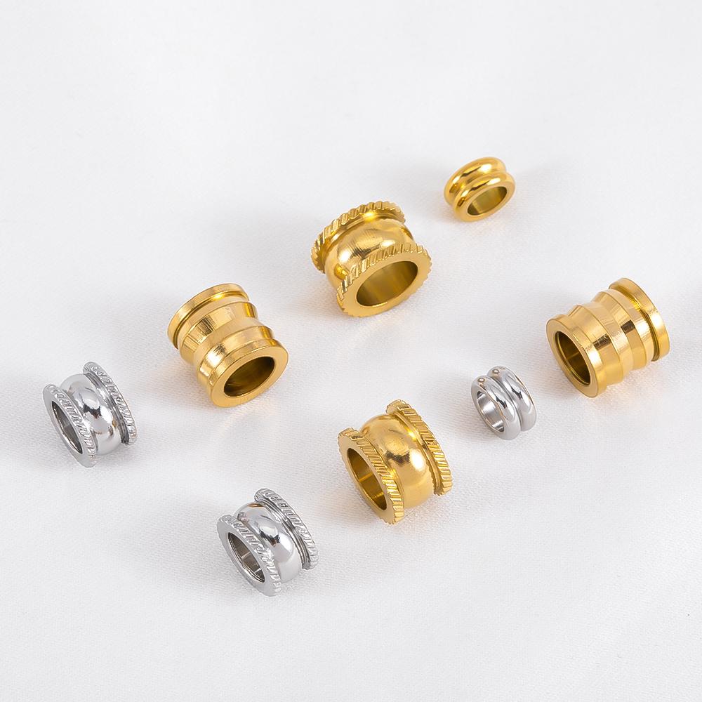 20pcs Multi Shape Stainless Steel Spacer Loose Bead Big Hole Beads Bamboo Charm Pendant for Bracelet Necklace DIY Jewelry Making