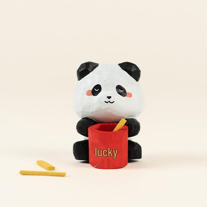 

Panda Handmade Solid Wood Carving: Creative Cute Desktop Ornament and Healing Gift for Indoor Decoration