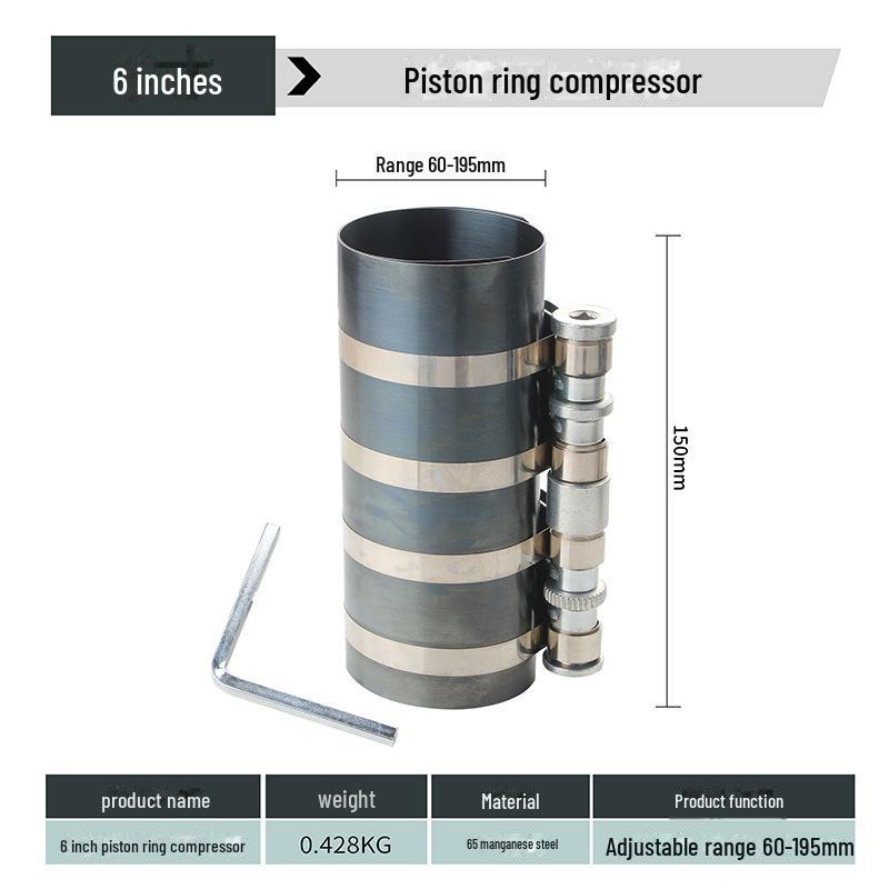 Adjustable Piston Ring Installer & Compressor (3", 4", 6") for Auto Maintenance