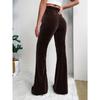 Ladies, High Waisted, Corduroy, Flared Pants, Solid Color, Casual Pants, Wide Leg Pants, Long Pants