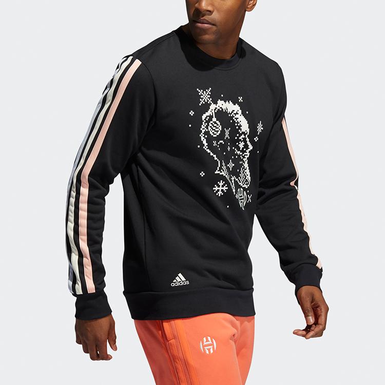 Adidas Decorate Cr Basketball Casual Sport Stripe Crew Neck Long Sleeve Sweatshirt Men Tops Black GU0507