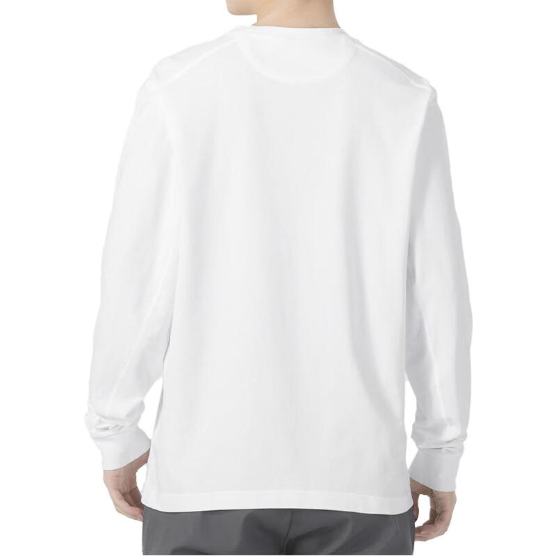 Nike Ensfarget Sport Fritid Løs Rund Hals Langermet Nedfelt Skulder T-skjorte Herre Topper Hvit FB8586-100