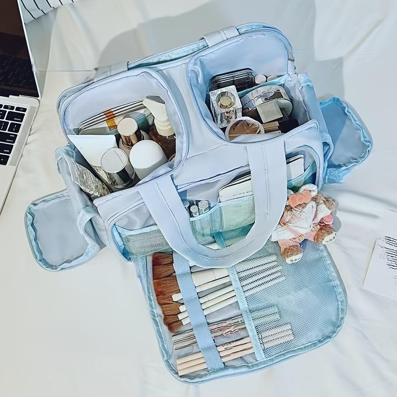 Women Large Capacity Stand Up Travel Makeup With Handle Multi Compartment Toiletry Bag Skincare Medicine Storage Portable Daily