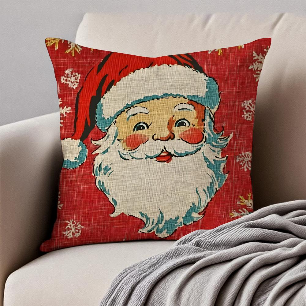 Christmas Cushion Cover Pillowcase Antidustmite Invisible Zipper Short Plush Sofa Cushion