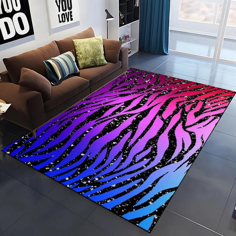 Zebra Stripes Area Rug Animal Skin Print Doormat African Wildlife Animal Carpet for Bedroom Playroom Living Room Soft Floor Mat
