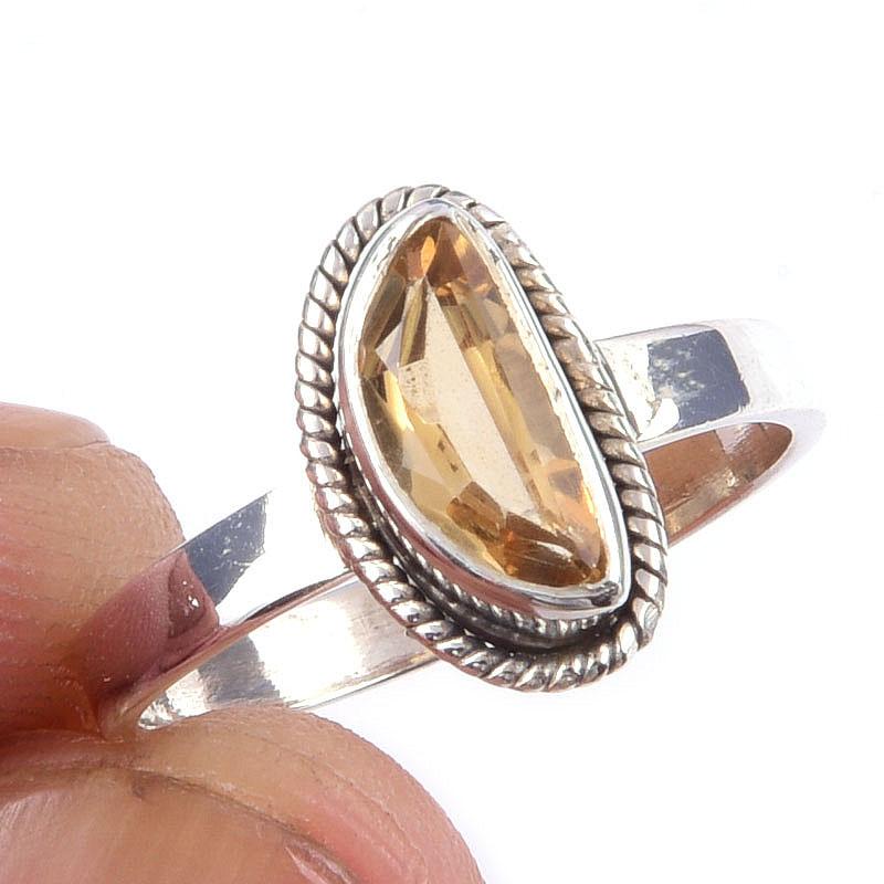 

Natural Citrine Gemstone Handmade 925 Solid Sterling Silver Ring Size 6 L5t05