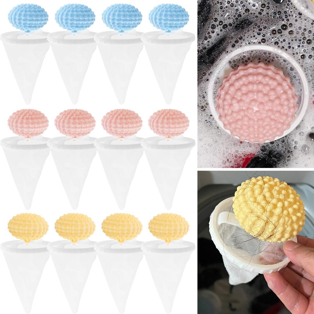 12Pcs Floating Hair Filtering Mesh Removal Catch Lint Washing Cleaning Laundry Dirty Collection Bag Cleaning Ball Filtering