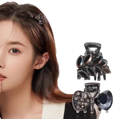 1pc Obsidian Crystal Bow Shark Clip Clip Clip Women's High-end Feeling Light Luxury Temperament Bangs Side Hair Clip Top Clip