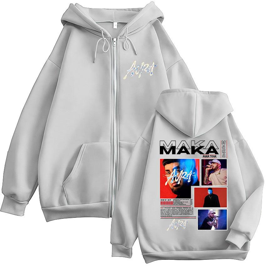 Rapper Maka Aura Tour Reißverschluss Kapuzenpullover Herren Damen Kleidung Mode Hip Hop Zip Up Sweatshirts Langarm Oversized Pullover