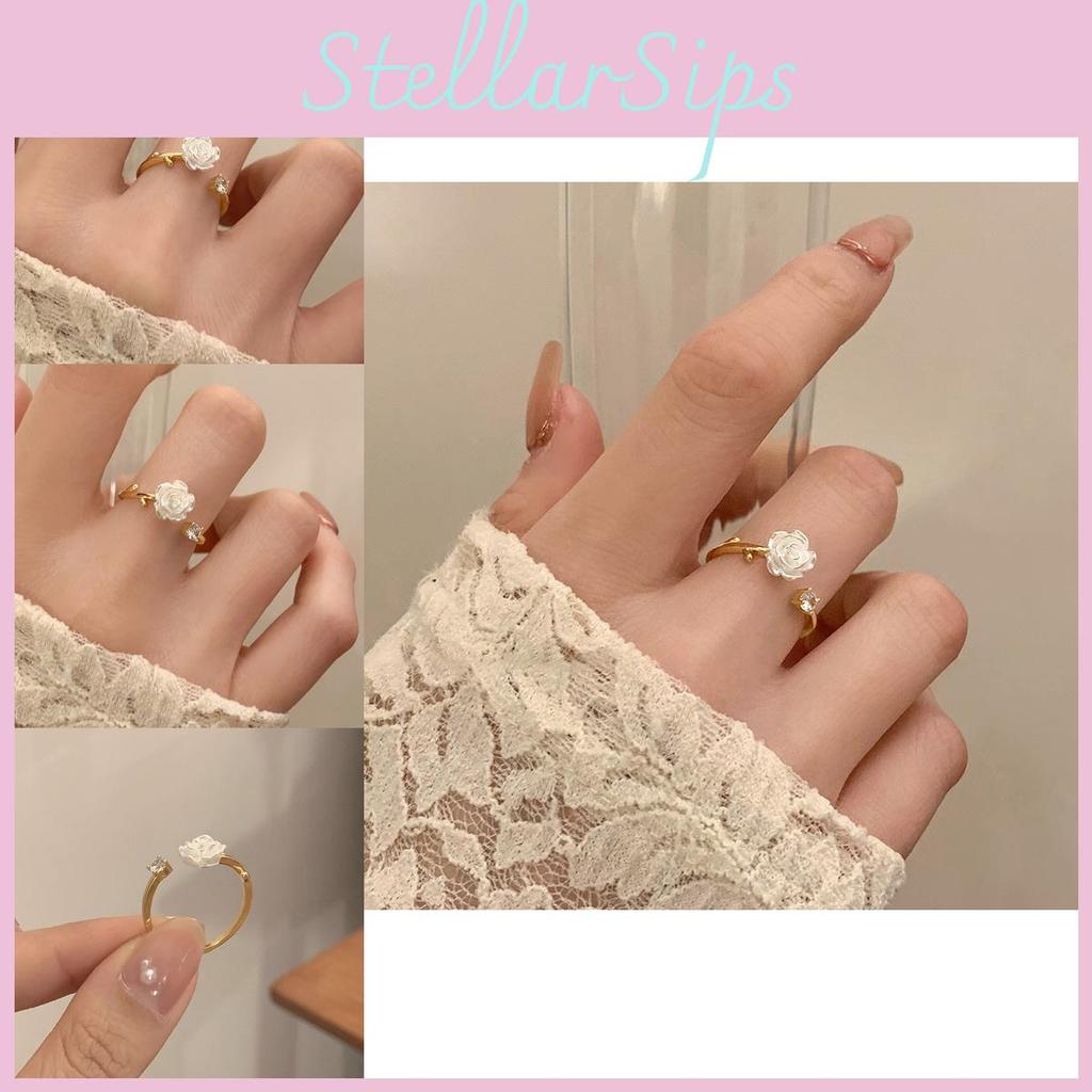 Elegant Camellia Flower Adjustable Copper Ring For Women Stylish And Unique Design