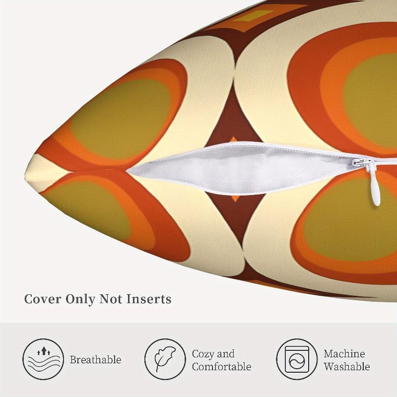 1Pc Retro Geometric Pattern Pillow Cover, Earth Tone Abstract Design Cushion Case For Living Room Bedroom Home Decor Gift